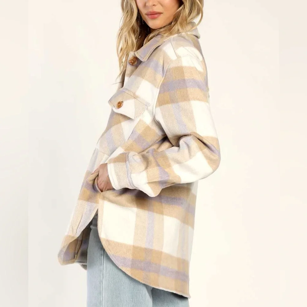 Blank NYC Mountain Top White Multi Plaid Shacket - Picture 4 of 16
